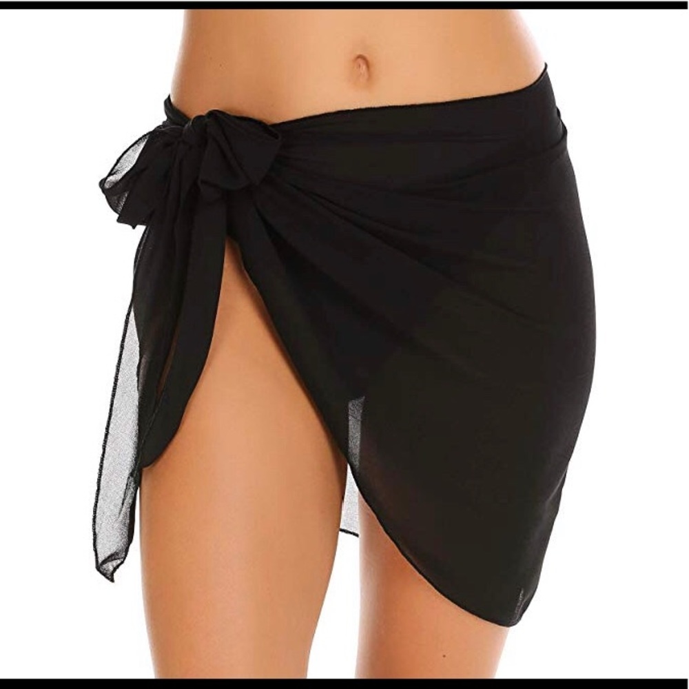 Black bathing suit wrap coverup !